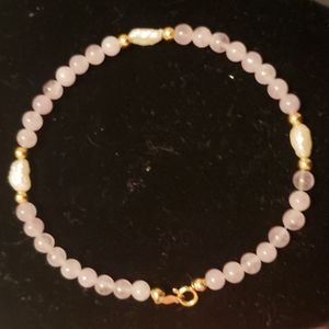 14k Gold Lavender Amethyst Bead & Freshwater Pearl Bracelet